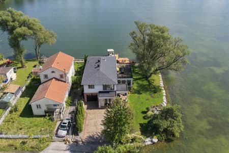 Aerial view of 3 Willowbank Avenue on its private Lake Wilcox point