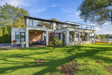 Covered porch overlooking Lake Wilcox at 3 Willowbank Avenue